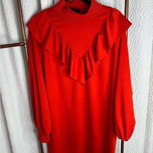 Who What Wear Vibrant Red Long Sleeve Dress